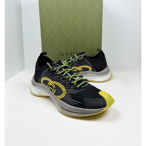 Size 11.5US - Gucci Run GG Black Yellow Knit Sneakers? NEW/RETAIL $850! main image 4